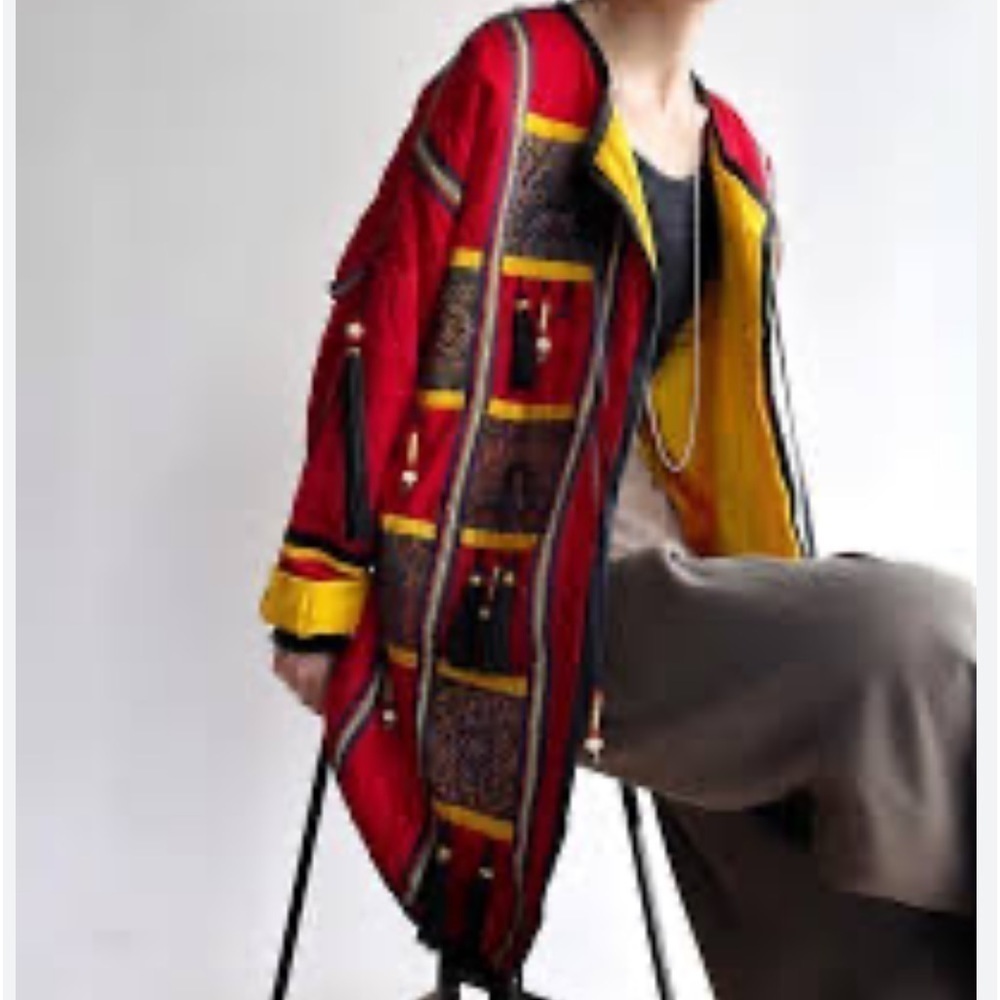 I Magnin Vintage Silk Embroidered Tapestry Tassel Beaded Patchwork Art Jacket L - Picture 3 of 17